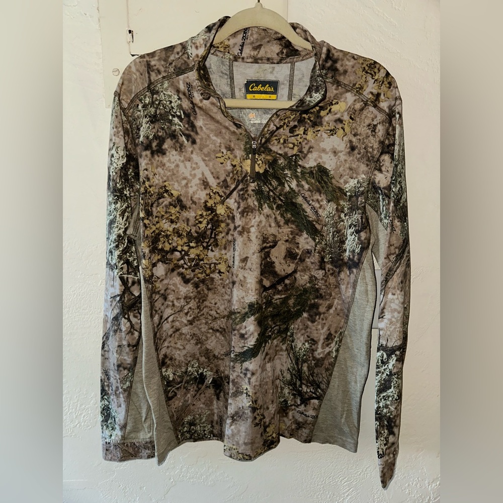 Cabela's Men’s Dri-Release Collared Long Sleeve Quarter Zip Camo Hunting Shirt